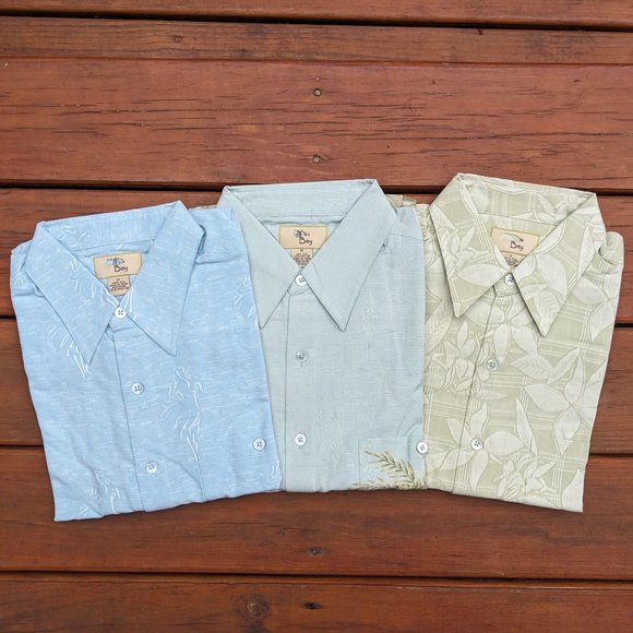 Silk Floral Button Down Shirts Men Lot of 3 Casual Hawaiian Camp NEW - Picture 1 of 10